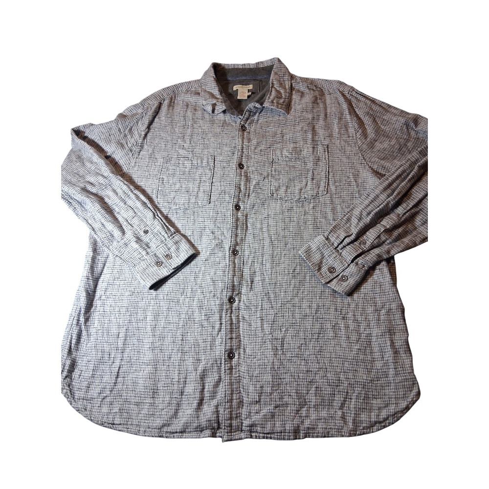 Carbon 2 Cobalt Mens XL Blue White Check Cotton Lyocell Long Sleeve Button Shirt